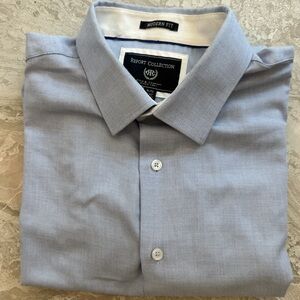 Report Collection Men's Light Blue Casual Button Down Shirt, Size XL